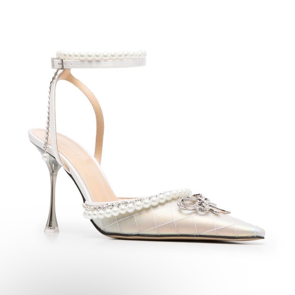MACH & MACH faux pearl-embellished 100mm heel pumps
